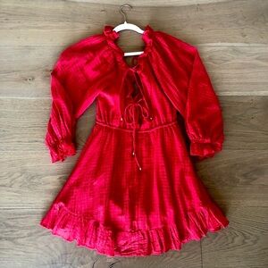 Red Cotton Ruffled Dress